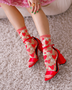 Sock Candy shark tank socks strawberry socks sheer socks